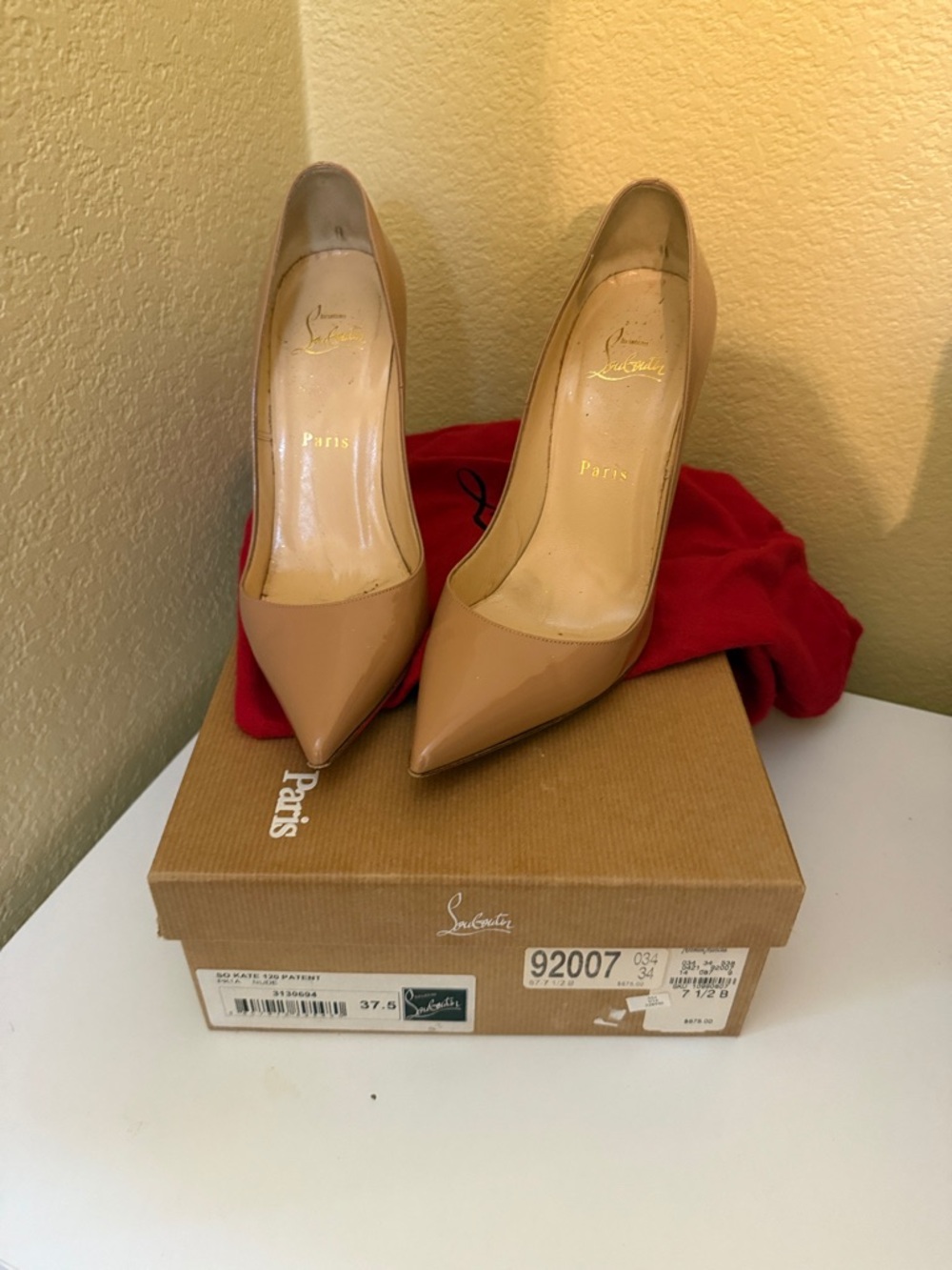 Christian Louboutin Nude Patent Pointed Pumps